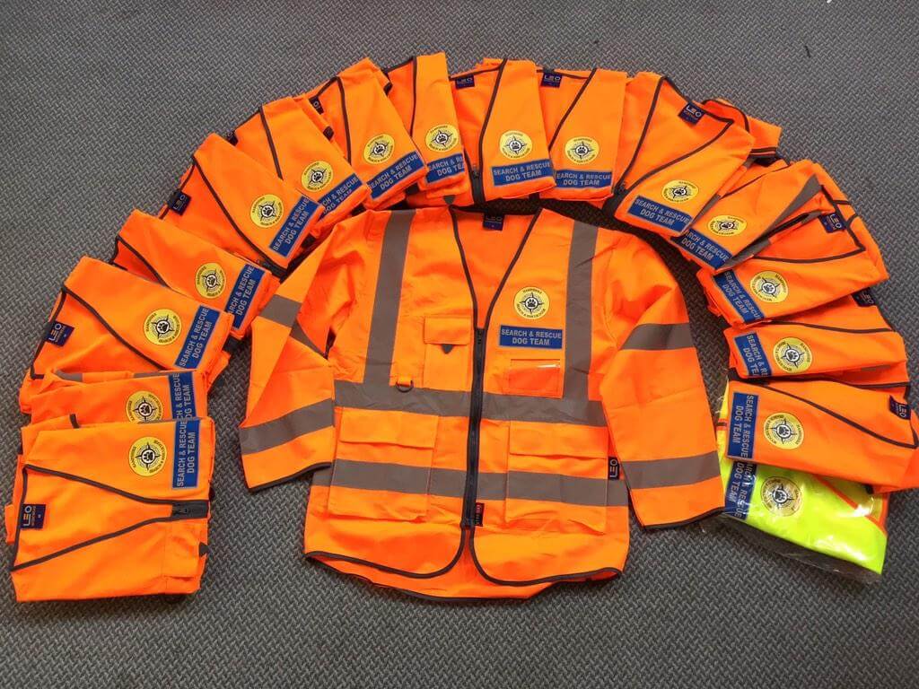 Hi Vis Search and Rescue Jackets for Hampshire Search and Rescue Dogs