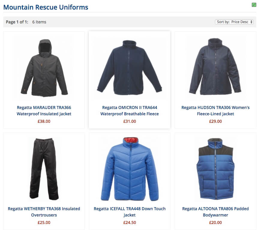 Mountain Rescue Clothing and Uniforms