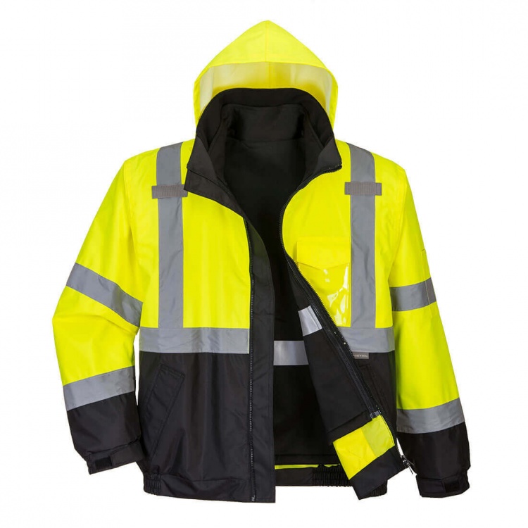 Portwest S365 - Hi-Vis Premium 3-in-1 Bomber Jacket with A Detachable ...