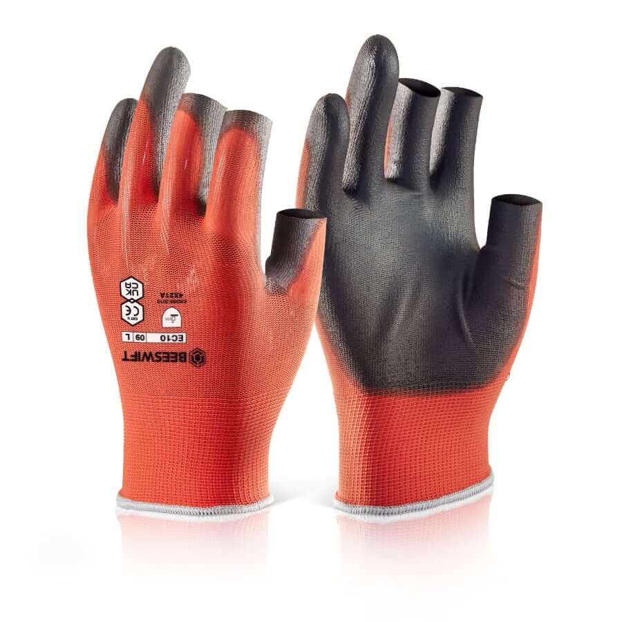 Beeswift EC10N PU Coated 3 Fingerless Glove Red (pack of 10) | BK ...