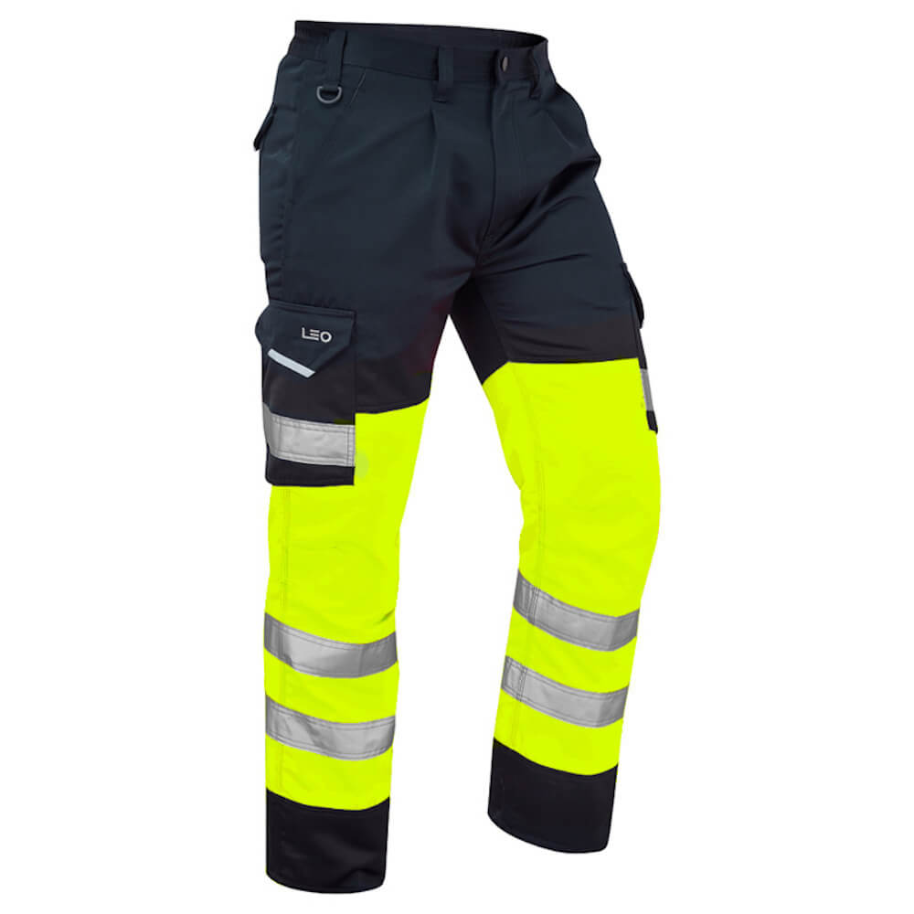 Leo Workwear Bideford CT01-Y/NV Cargo Trouser Yellow/Navy | BK Safetywear