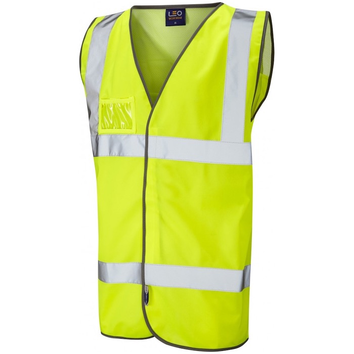 Leo Workwear W03-Y Velator Hi Vis Vest Airport Style Mesh Back Yellow ...