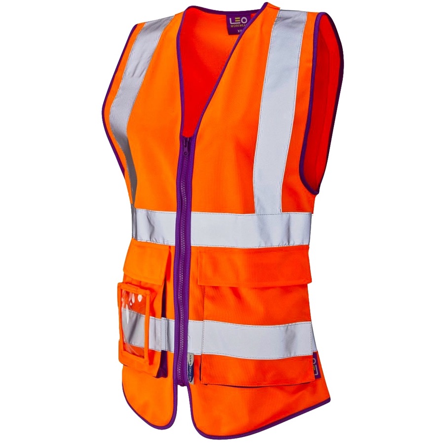 Leo Workwear Wl11 O Lynmouth Ladies Superior Hi Vis Vest Orange Bk