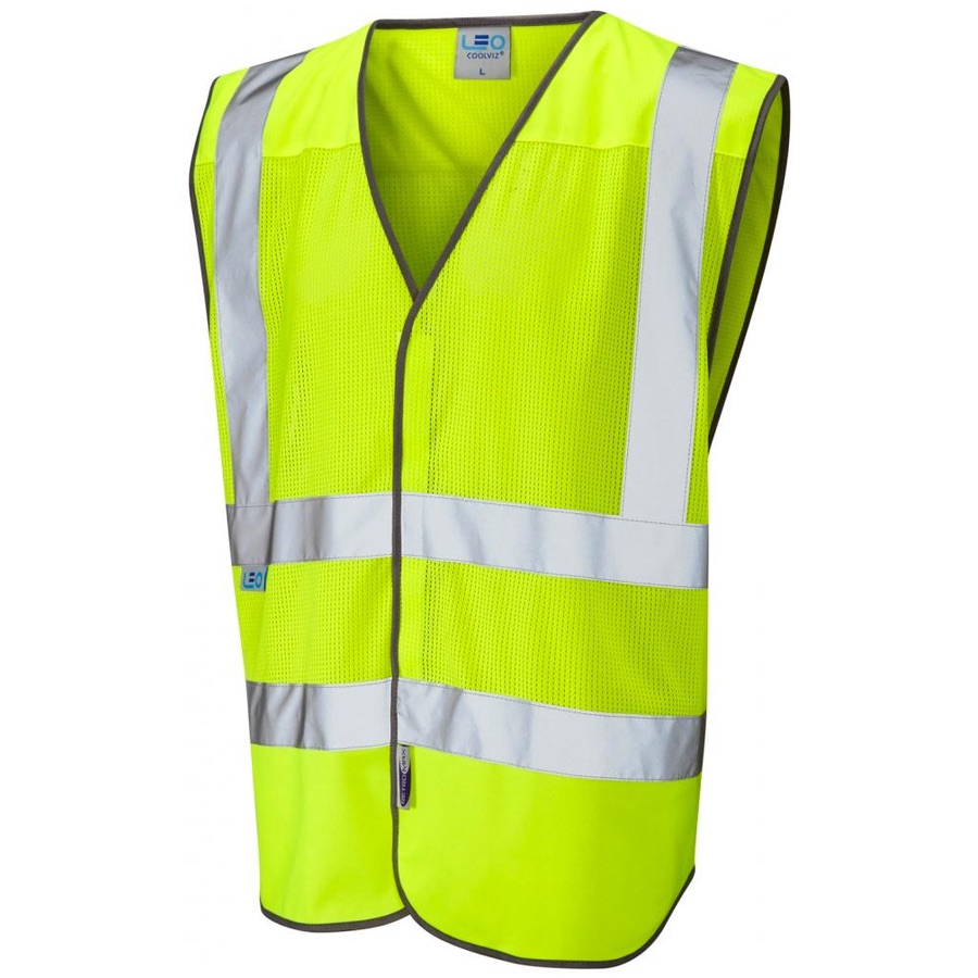 Leo Workwear W04-Y Coolviz Hi Vis Mesh Vest Yellow | BK Safetywear