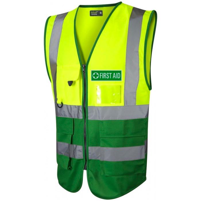 PRINTED FIRST RESPONDER HIGH VISIBILITY YELLOW VEST HI VIS VIZ SAFETY ...