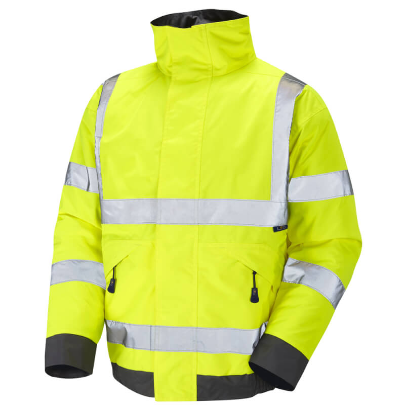 Leo Workwear J01-Y Chivenor Hi Vis Bomber Jacket Yellow | BK Safetywear