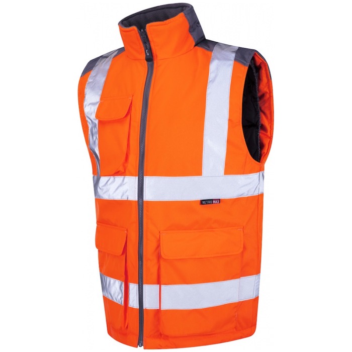 Leo Workwear BW01-O Torrington Hi Vis Railway Bodywarmer Orange | BK ...
