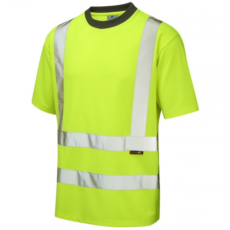 Leo Workwear T02-Y Braunton ISO 20471 Class 2 Coolviz EcoVizRP T-Shirt Yellow