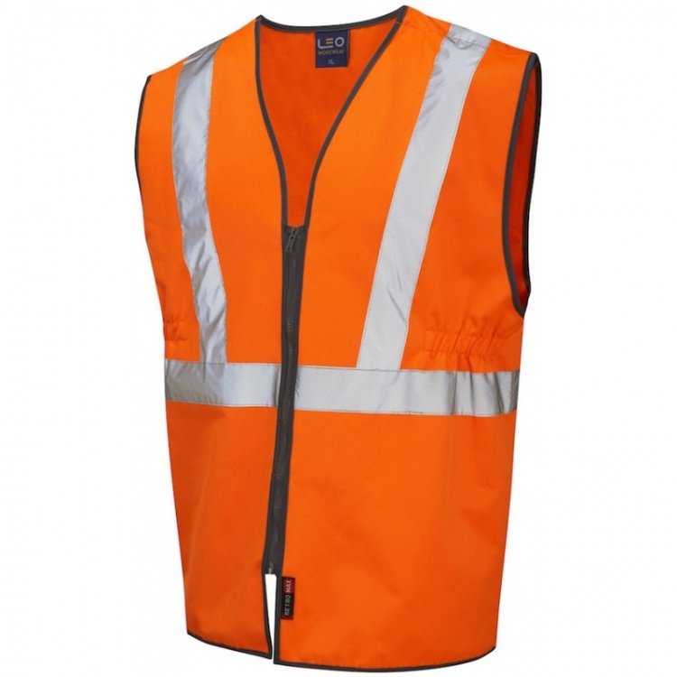 Leo Workwear Copplestone Railway Plus Waistcoat Gort Zipped Orange | BK ...