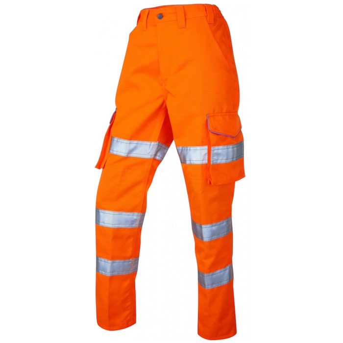 leo workwear pennymoor cl01 o iso 20471 class 2 ladies polycotton ladies cargo trouser orange