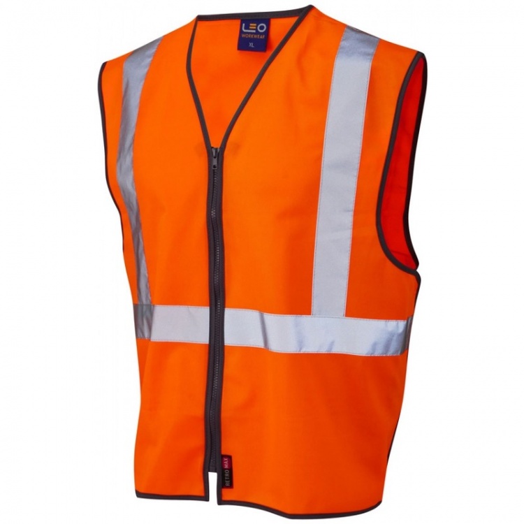 Leo Workwear W15-O Eggesford Railway RIS-3279-TOM Vest Zipped Orange ...