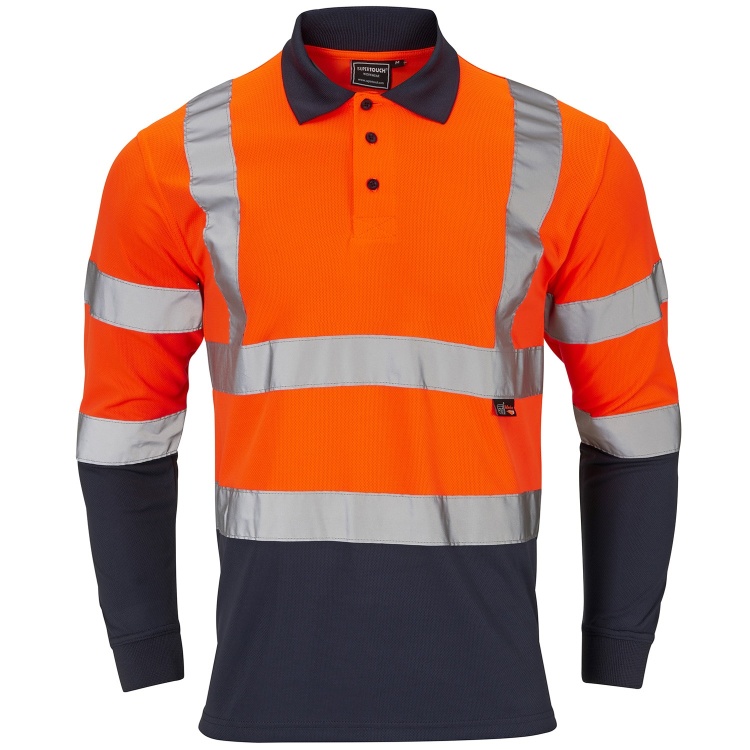 Supertouch H135  Hi-Vis 2 Tone Orange Long Sleeve Polo Shirt