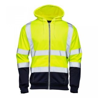 Supertouch 318XXY  Hi Vis Yellow 2 Tone Hooded Zipped Sweatshirt