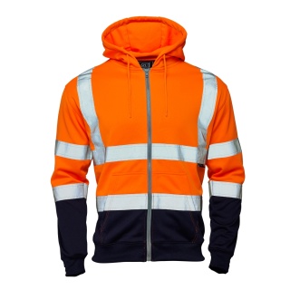 Supertouch 318XX  Hi Vis Orange 2 Tone Hooded Zipped Sweatshirt