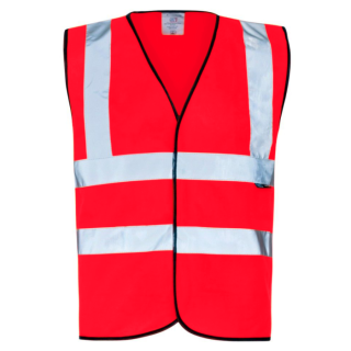 Supertouch H81-1  Hi Vis Red Long Sleeved Velcro Vest